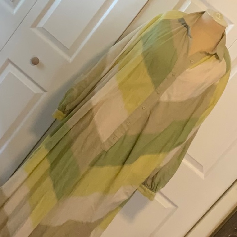 Devotion TWINS Maxi ShirtDress- XS- Green and tan